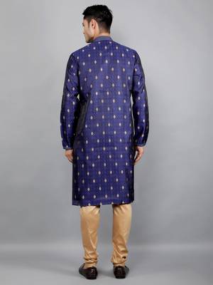    navy colour woven design kurta sets 2
