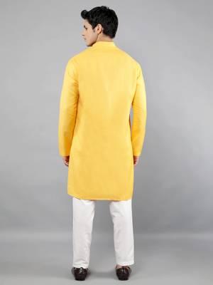    yellow colour woven design kurta sets 2