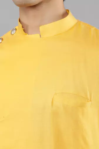    yellow colour woven design kurta sets