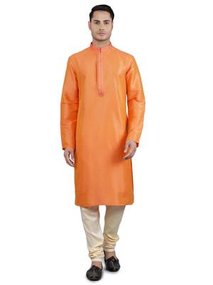    orange colour woven design kurta sets 1