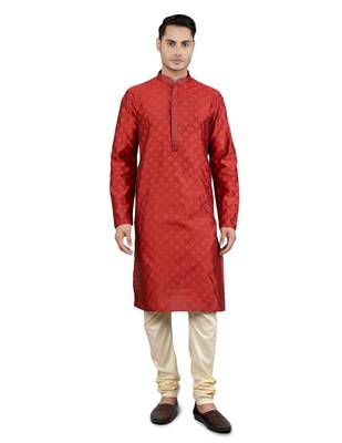    maroon colour jacquard design kurta sets 1