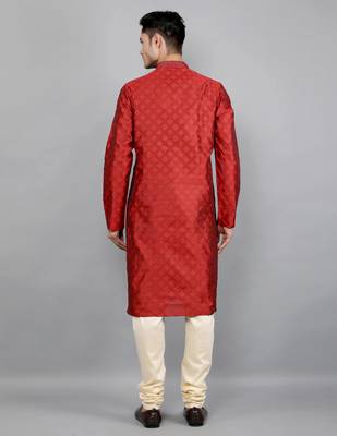    maroon colour jacquard design kurta sets 2