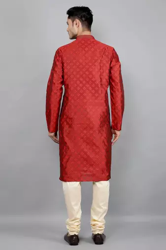    maroon colour jacquard design kurta sets