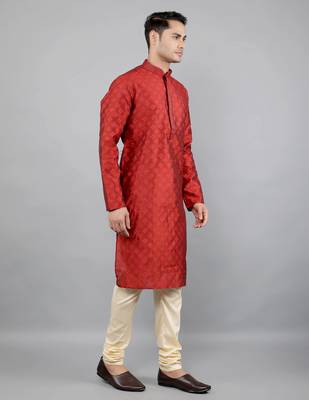    maroon colour jacquard design kurta sets 3