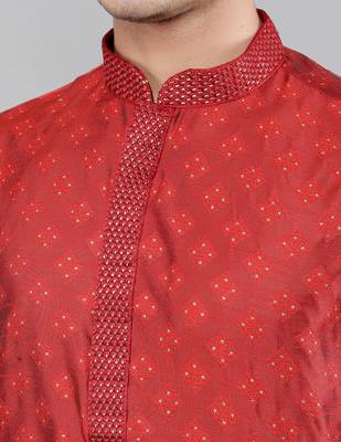    maroon colour jacquard design kurta sets 4