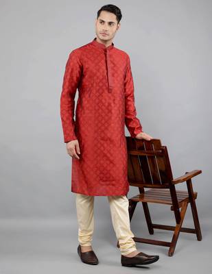    maroon colour jacquard design kurta sets 5