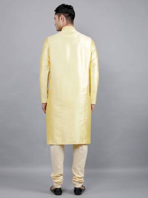    lemon colour woven design kurta sets 2