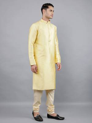    lemon colour woven design kurta sets 3