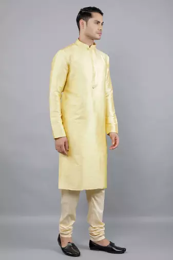    lemon colour woven design kurta sets