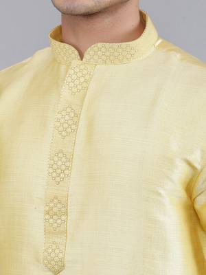    lemon colour woven design kurta sets 4