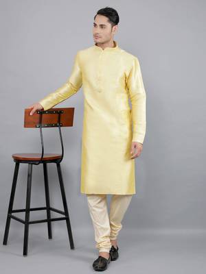    lemon colour woven design kurta sets 5