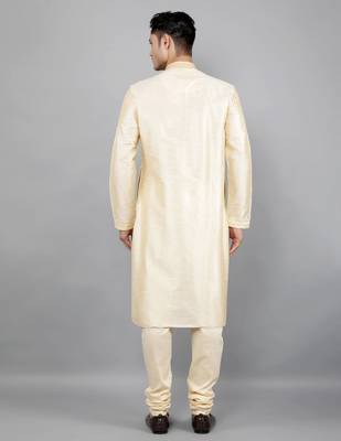   fawn colour woven design kurta sets 2