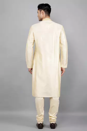    fawn colour woven design kurta sets