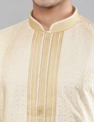    fawn colour woven design kurta sets 4