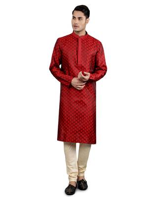    maroon colour jacquard design kurta sets 1