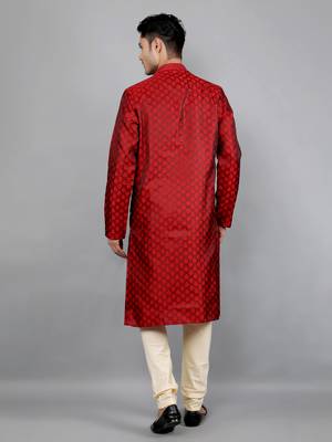    maroon colour jacquard design kurta sets 2
