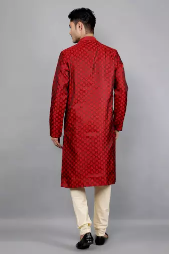    maroon colour jacquard design kurta sets