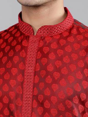    maroon colour jacquard design kurta sets 4