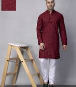 Maroon rayon viscose sequin embroidered maroon kurta