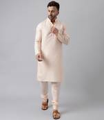 Pink polyester jacquard  kurta pyjama set