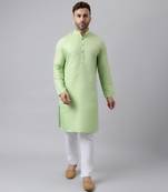 Green polyester jacquard  kurta pyjama set
