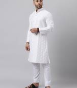 White mirror  embroidered kurta  pyjama set
