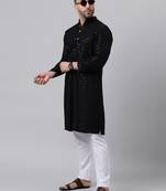 Black mirror  embroidered kurta  pyjama set