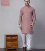 Maroon polyester viscose rayon jacquard kurta  pyjama set