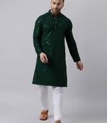 Green mirror  embroidered kurta  pyjama set
