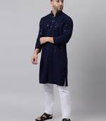 Navy mirror  embroidered kurta  pyjama set