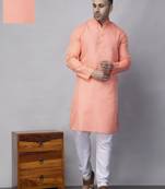 Red polyester viscose jacquard kurta  pyjama set