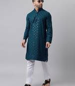 Green mirror  embroidered kurta  pyjama set