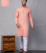Red polyester viscose jacquard kurta  pyjama set