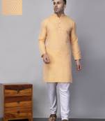 Lemon polyester viscose jacquard kurta  pyjama set