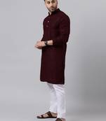 Maroon mirror  embroidered kurta  pyjama set
