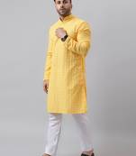 Lemon mirror  embroidered kurta  pyjama set