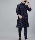 Navy fancy jacquard match  kurta churidar set