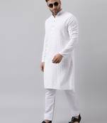 White mirror  embroidered kurta  pyjama set