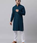 Green mirror  embroidered kurta  pyjama set
