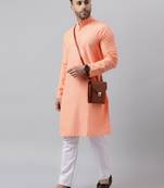 Peach mirror  embroidered kurta  pyjama set