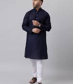 Navy viscose rayon embroidered kurta  pyjama set