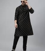 Black fancy jacquard match  kurta churidar set