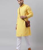 Yellow mirror  embroidered kurta  pyjama set