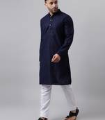 Navy mirror  embroidered kurta  pyjama set