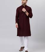 Maroon mirror  embroidered kurta  pyjama set