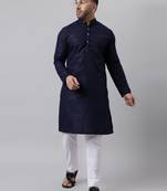 Navy mirror  embroidered kurta  pyjama set