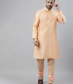 Light peach dupion silk solid kurta set
