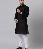 Black viscose rayon embroidered kurta  pyjama set