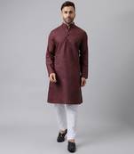 Maroon cotton blend self design maroon kurta