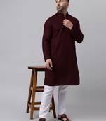 Maroon mirror  embroidered kurta  pyjama set